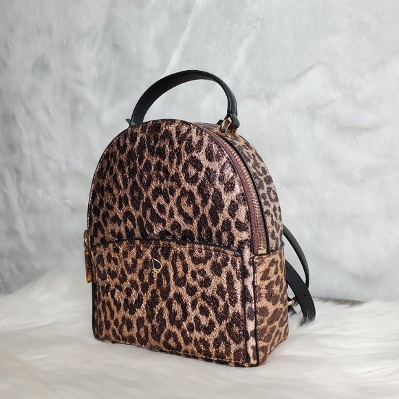 kate spade amelia metallic leopard mini backpack - Picture 4 of 7